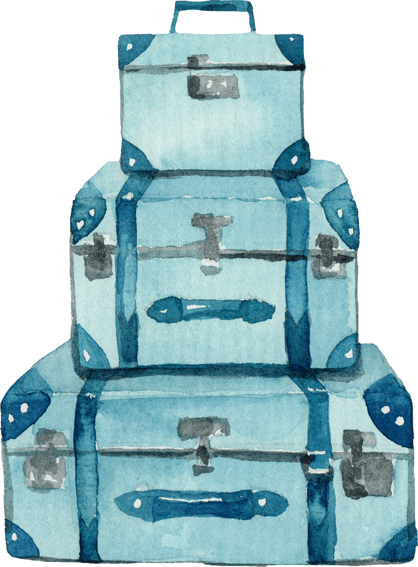 Watercolor Stack of Suitcases